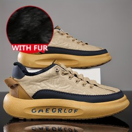 Men's Casual Stitched Lace Up Chunky Sneakers With Assorted Colors, Casual Outdoor Walking Shoes