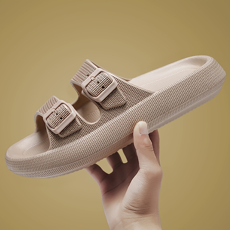 mens fashion slides casual non slip slippers open toe shoes with buckles deco for indoor outdoor walking beach shoes for spring and summer details 5